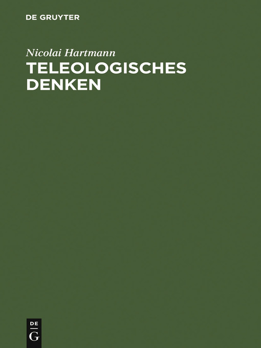Upplýsingar um Teleologisches Denken eftir Nicolai Hartmann - Biðlisti